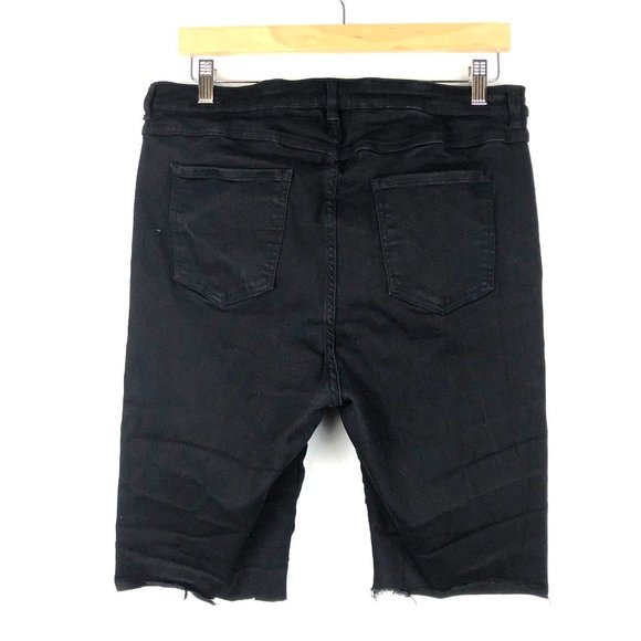 Universal Standard High-Rise Cut-Off Rolled Cuff Bermuda Shorts Black 18 - Picture 2 of 13